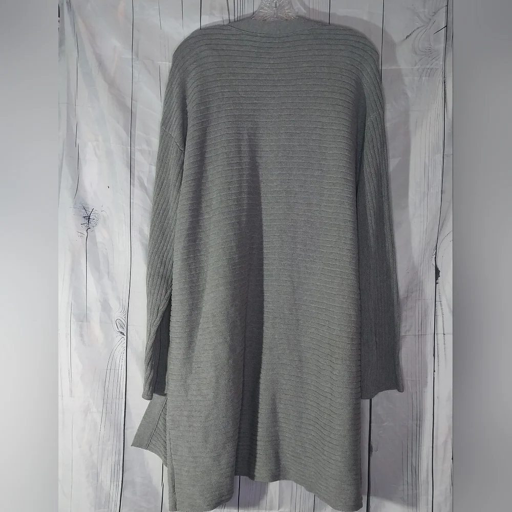 J.JILL gray wide ribbed open drapey cardigan sweater size XL Womens